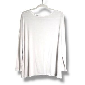 Quince Bamboo Jersey Maternity Long Sleeve Boxy Tee White Size Small